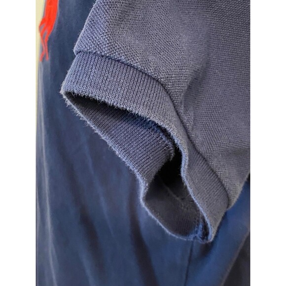 Vtg POLO RALPH LAUREN Cotton Polo Shirt Men's XL Navy BIG PONY Red Custom Fit - Picture 11 of 16